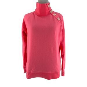 J. Crew Pink Cloudspun Fleece Wide Button Collar Pullover Sweatshirt Size XS